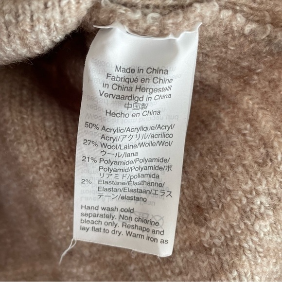 Madewell | Windowpane Wool Blend Neutral Turtleneck Sweater - Picture 14 of 14